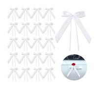 Makoto Nobu 50 Piezas Lazos Coche Boda, Decoración Coche Boda, Hechos a Mano, Blancos Adorno Coche Boda, Cinta de Raso, para Boda, Decoración de Coches, Bolsas de Azúcar