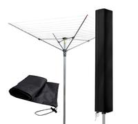 Makoto Nobu Funda Tendedero Exterior, Funda Protectora Tendedero Rotary con Cremallera, Impermeable y Resistente Cubierta Rotativa de Líneas de Lavado, 420D Tela Oxford Negro(160x15x15cm)