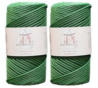 Makromecity 2 Hilos de Hilo de Macramé 3mm x 120m Verde Benetton Premium Poliéster Hilo de Macramé Polipropileno para Manualidades para Tapices, Bolso de Hombro, Bolso de Mano, Corredor, Cadena de