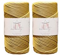 Makromecity, 2 madejas de cordón de macramé de poliéster de 3 mm x 131 yardas, 3 mm, cordón de macramé de polipropileno mostaza para ganchillo, para colgar en la pared, bolsos, debajo de la placa
