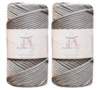 Makromecity, 2 madejas de cordón de macramé de poliéster de 3 mm x 131 yardas, 3 mm, cordón de macramé de polipropileno, color gris claro, para colgar en la pared, bolsos, debajo de la placa, alfombra