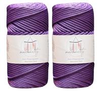 Makromecity, 2 madejas de cordón de macramé de poliéster de 3 mm x 131 Yardas, 3 mm, cordón de Polipropileno Lila para macramé, para Colgar en la Pared, Bolsos, Debajo de la Placa, Alfombra