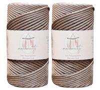 Makromecity, 2 madejas de cordón de macramé de poliéster de 3 mm x 131 Yardas, 3 mm, cordón de Polipropileno y visón, para Colgar en la Pared, Bolsos, Debajo de la Placa, Alfombra