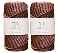 Makromecity, 2 madejas de cordón de macramé de poliéster de 3 mm x 131 Yardas, 3 mm, Cuerda de macramé de Cobre de Polipropileno para Ganchillo, para Colgar en la Pared, Bolsos, Debajo de la Placa,