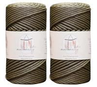 Makromecity, 2 madejas de cordón de macramé de poliéster de 3 mm x 131 Yardas, 3 mm, Polipropileno Verde Oliva, cordón de macramé para Ganchillo, para Colgar en la Pared, Bolsos, Debajo de la Placa,