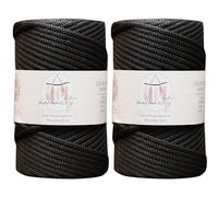 Makromecity, 2 madejas de cordón de macramé de poliéster de 5 mm x 104 yardas (94,8 m), 5 mm, cuerda de macramé de polipropileno, color negro, cordón de ganchillo para colgar en la pared, bolsos