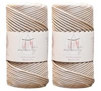 Makromecity 2 madejas de poliéster para macramé, 3 mm x 131 yardas (394 pies), cordón de polipropileno latte para ganchillo, manualidades, colgantes de pared, bolsos, placa inferior, alfombra