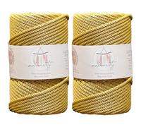 Makromecity 2 madejas de poliéster para macramé, 5 mm x 104 yardas, cordón de polipropileno mostaza para ganchillo, manualidades, colgar en la pared, bolsos, placa inferior, alfombra
