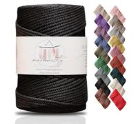 Makromecity, Cordón de macramé de poliéster, 3 mm x 131 Yardas, 3 mm, Polipropileno, Negro, para Bolsa de macramé, para Colgar en la Pared, Bolsos, Placa Inferior, Alfombra