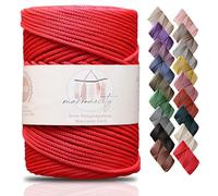 Makromecity, Cordón de macramé de poliéster, 3 mm x 131 Yardas, 3 mm, Polipropileno Rojo, cordón de macramé para Ganchillo, para Colgar en la Pared, Bolsos, Placa Inferior, Alfombra