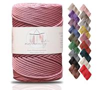 Makromecity, Cordón de macramé de poliéster, 3 mm x 131 Yardas, 3 mm, Polipropileno Rosa Polvoriento, cordón de macramé para Ganchillo, para Colgar en la Pared, Bolsos, Placa Inferior