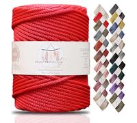 Makromecity, Cordón de macramé de poliéster, 5 mm x 104 Yardas, 5 mm, cordón de Polipropileno para Bolsa de macramé, para Colgar en la Pared, Bolsas, Placa Inferior, Alfombra (Rojo), 5
