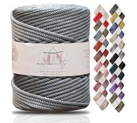 Makromecity, Cordón de macramé de poliéster, 5 mm x 104 Yardas, 5 mm, cordón de Polipropileno para macramé, para Colgar en la Pared, Bolsos, Placa Inferior, Alfombra (Gris)