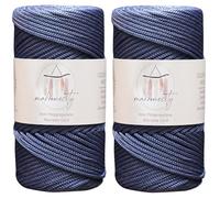 Makromecity Cordón de macramé de poliéster con 2 madejas de 3 mm x 131 Yardas (394 pies), cordón Azul Mezclilla de Polipropileno para Ganchillo, Manualidades, Colgantes de Pared, Bolsos, Placa