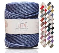 Makromecity, Cordón de macramé de poliéster de alta calidad, 5 mm x 104 yardas, 5 mm, cordón de polipropileno para macramé, para colgar en la pared, bolsos, placa inferior, alfombra (azul mezclilla)