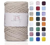 Makromecity. Cordón de macramé de una Sola hebra, 3 mm x 90 m, cordón de algodón, Arte y Manualidades de macramé para Adornos de Pared, algodón Reciclado, Manualidades (café Latte, 1 madeja)