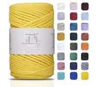 Makromecity. Cordón de macramé de una Sola hebra, 3 mm x 90 m, cordón de algodón Trenzado, Arte y Manualidades de macramé, Adornos de Pared, algodón Reciclado, Manualidades (Amarillo, 1 madeja)