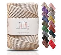 Makromecity, Cordón de poliéster macramé, 3 mm x 131 Yardas, 3 mm, Polipropileno Latte para macramé, Ganchillo, Bolsa de macramé, Manualidades, para Colgar en la Pared, Bolsos