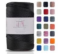Makromecity Hilo de macramé de 2 mm x 230 m, poliéster de alta calidad, para manualidades, decoración del hogar, platillo de mesa, bolso de mano, cadena de chupete, 20 colores (negro)