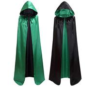 Makroyl Capa reversible unisex con capucha para Halloween, Navidad, fiesta de brujas, vampiros, disfraces de cosplay (negro y verde, mediano)