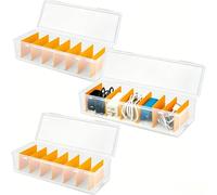 MAKTSAM 3 unidades organizador de cables, caja de almacenamiento de cables, transparente, organizador de cable de carga con separadores ajustables para cables de carga para teléfono móvil, accesorios