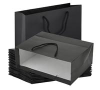 MAKTSAM Paquete de 30 bolsas de regalo negras con asas giratorias, 32 x 11 x 25 cm, bolsas de regalo grandes de papel kraft para cumpleaños, Navidad, bodas