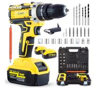 MAKTUL Taladro Percutor a Batería Potente 2x4000mAh 20V Destornillador Atornillador Eléctrico Multifunción Inalámbrico con Accesorios Bricolaje 100% Compatible, Luz Nivel Ajuste de Par, 2 Velocidades