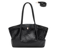 Makukke Bolso Shopper Grande para Mujer de Imitación de Ante - Hombro y Bolso Hobo 3 en 1 - Elegante Tote para la Universidad, la Oficina y el día a día (Cuero Sintético-Negro)