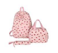 Makukke Kawaii - Mochila Escolar 3 en 1 de Pana con Forro Polar y Estuche para lápices para niñas de 8 a 10 años, Pink, Mochilas de día
