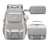 Makukke Mochila Escolar Niñas Adolescentes Mochila Escolar Satchel Set, Bolsa Escolar Niños Multi Bolsa Impermeable Satchel Bolsa Escolar para Niñas Señoras,30L Gris Mochila