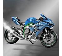 MAKUTU Modelo de motocicleta a escala 1/9 Para KAWASAKI Para NINJA H2R Simulación De Motocicleta Juguete Regalo Colección Aleación Adornos Para Computadora Escritorio(Blu)