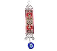Mal de ojo decoración hecha a mano turco vidrio aleación protección encanto coche colgante ornamento decoración del hogar para buena suerte y seguridad 1 pieza (Ronda roja)