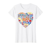 Mal de Ojo Turco Paz Bondad Amor Esperanza Diversidad Camiseta gráfica económica, Mujer, Blanco, S