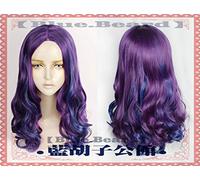 Mal Descendants 3 Purple Long Curly Wig Cosplay Disfraz Recto Pelo sintético resistente al calor + Gorra de peluca gratis