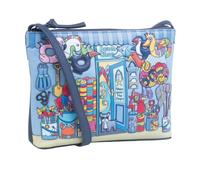 Mala Leather Beau's British Bulldog - Bolso cruzado de playa compacto con estampado de perro con correa ajustable y bolsillos con cremallera