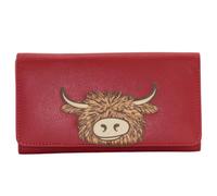 Mala Leather Bella Highland Cow Matinee - Cartera de piel auténtica RFID para mujer con ranuras para tarjetas, ventana de identificación, bolsillos con cremallera y secciones para notas, 18 x 10 x 1