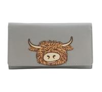 Mala Leather Bella Highland Cow Matinee - Cartera de piel auténtica RFID para mujer con ranuras para tarjetas, ventana de identificación, bolsillos con cremallera y secciones para notas, 18 x 10 x 1