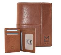 Mala Leather Bloomsbury - Cartera alta para hombre, piel aceitada auténtica, plegable, protección RFID, 8 ranuras para tarjetas, 2 ventanas de identificación, secciones para notas, cartera delgada en