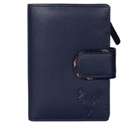 Mala Leather Braemar Country - Cartera de piel suave con diseño de ciervo de las tierras altas, ribete de tartán, protección RFID, 9 ranuras para tarjetas, sección de monedas con cremallera, monedero