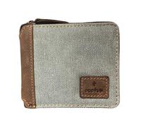 Mala Leather Canvas & Hunter - Cartera de piel con cremallera alrededor, protección RFID, 6 ranuras para tarjetas, sección de notas, bolsillo para monedas con cremallera, ventana de identificación, 11