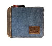 Mala Leather Canvas & Hunter - Cartera de piel con cremallera alrededor, protección RFID, 6 ranuras para tarjetas, sección de notas, bolsillo para monedas con cremallera, ventana de identificación, 11