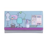 Mala Leather Costurera Matinee - Cartera de piel auténtica con apliques de costura, protección RFID, ranuras para tarjetas y secciones para monedas - Regalo para los amantes de la costura