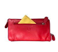 Mala Leather Funda para gafas con doble cremallera para 2 pares de gafas, piel suave auténtica, paño de limpieza y bolsillo frontal con cremallera, 19 x 10 x 2 cm, cuidado de la visión, rosso, Talla