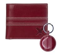 Mala Leather Juego de regalo de críquet, creado por Love EMVY, cartera de cuero suave RFID y llavero de pelota de críquet cosido a mano, listo para regalo con etiqueta