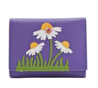 Mala Leather Peony Ladybird & Daisy - Cartera de piel auténtica para mujer con RFID - Apliques florales, ranuras para tarjetas, ventana de identificación y bolsillo para monedas con cremallera - 11 x