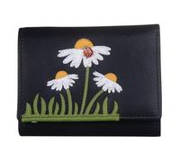 Mala Leather Peony Ladybird & Daisy - Cartera de piel auténtica para mujer con RFID - Apliques florales, ranuras para tarjetas, ventana de identificación y bolsillo para monedas con cremallera - 11 x