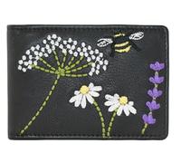 Mala Leather Tarjetero bordado con diseño de abejas y margaritas, con protección RFID, Black, Talla única, funda para tarjetas y identificaciones
