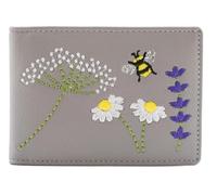Mala Leather Tarjetero bordado con diseño de abejas y margaritas, con protección RFID, gris, Talla única, funda para tarjetas y identificaciones