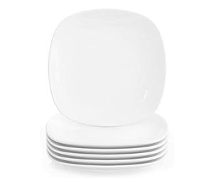 MALACASA 6 Piezas 7,4" Plato de Postre de Porcelana 19x19x1.9 cm Plato para 6 Personas, Adatto per Lavastoviglie e Microonde, Serie ELISA