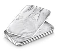MALACASA Bandeja de Servir de Porcelana, Juego de 4 Piezas, Bandeja Rectangular Grande para Buffet, Sushi, Tartas, Aperitivos En Casa/Restaurante, 30 X 18 Cm, Color Gris Mármol…